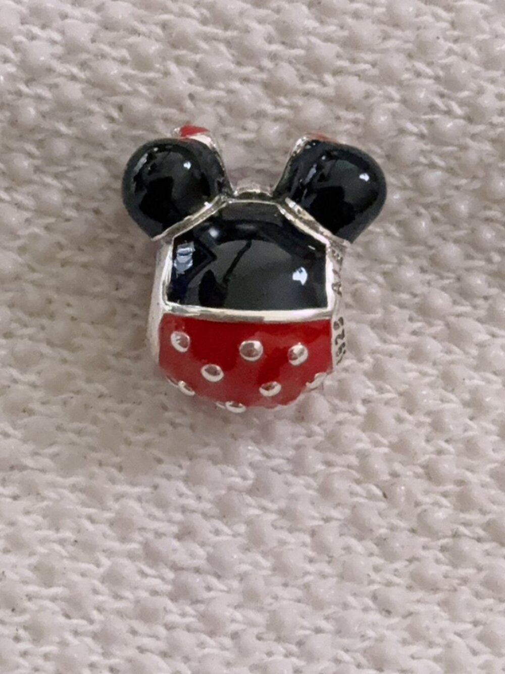 Minnie Mouse Icon Charm Red Black Polka Dots Bow Charm For Pandora Bracelet